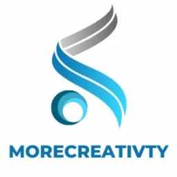 Stylizowany symbol 'S' w odcieniach szarości i błękitu, z okrągłym elementem u dołu i napisem 'MORECREATIVTVTY' poniżej.