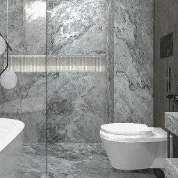 "Drewno i kamień" 
Połączenie naturalnych materiałów nadało elegancji małej łazience, w której dzięki funkcjonalnemu rozmieszczeniu udało się zmieścić wannę oraz prysznic
