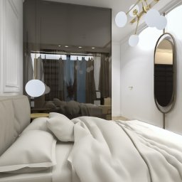 Sypialnia ze przeszkloną garderobą w klasycznym stylu