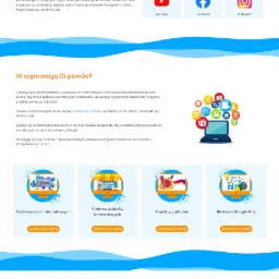 Strona internetowa firmy oferującej marketing internetowy, z nagłówkiem 'marketing internetowy dla Twojego biznesu', ikonami Google, Facebook, Instagram oraz sekcjami poświęconymi budowie stron...