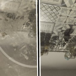 CzystowDomku - Płyta indukcyjna podzielona na dwie części: lewa strona pokazuje powierzchnię przed czyszczeniem, z widocznymi zabrudzeniami i zaciekami, prawa strona prezentuje czystą, błyszczącą powierzchnię po...