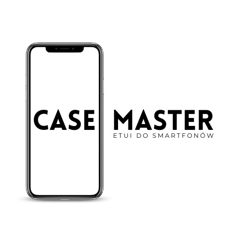 Grafika przedstawia smartfon z napisem 'CASE MASTER ETUI DO SMARTFONÓW' na ekranie, umieszczonym na białym tle.
