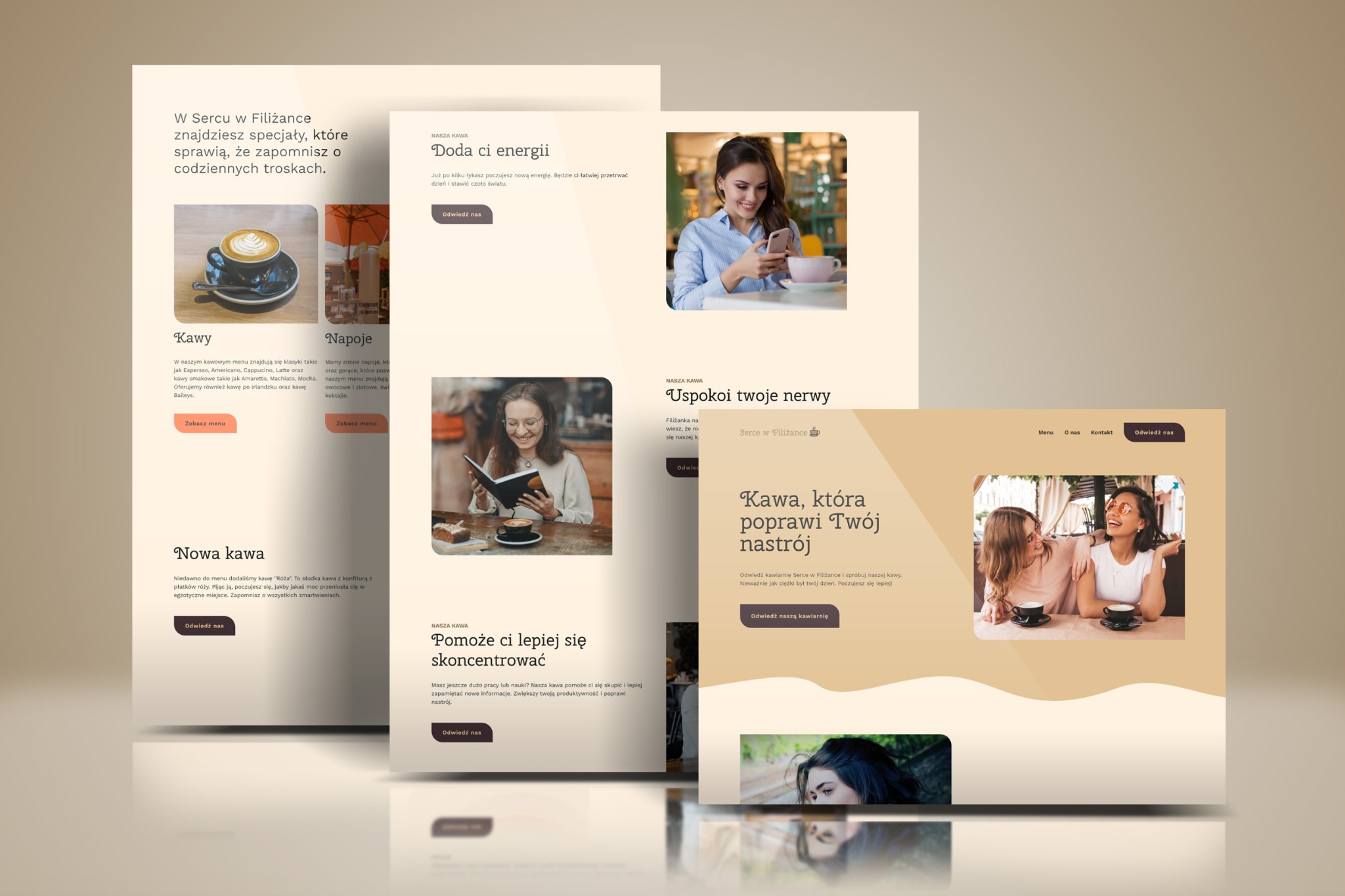 Projekt graficzny, budowa w Webflow - Strona internetowa kawiarni