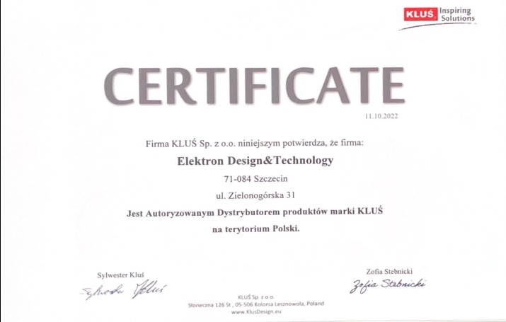 Elektron Design&technology oficjalnym dystrybutorem marki Kluś