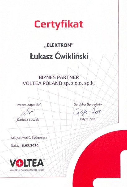 'Elektron' Łukasz Ćwikliński biznes partnerem marki VOLTEA.
