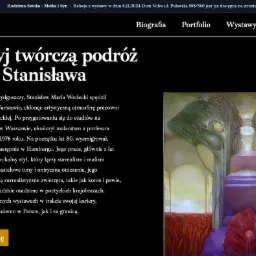 Strona internetowa artysty Stanisława Marii Wedeckiego prezentująca surrealistyczny obraz z pastelowymi tonami i onirycznym otoczeniem, łączący realizm magiczny.