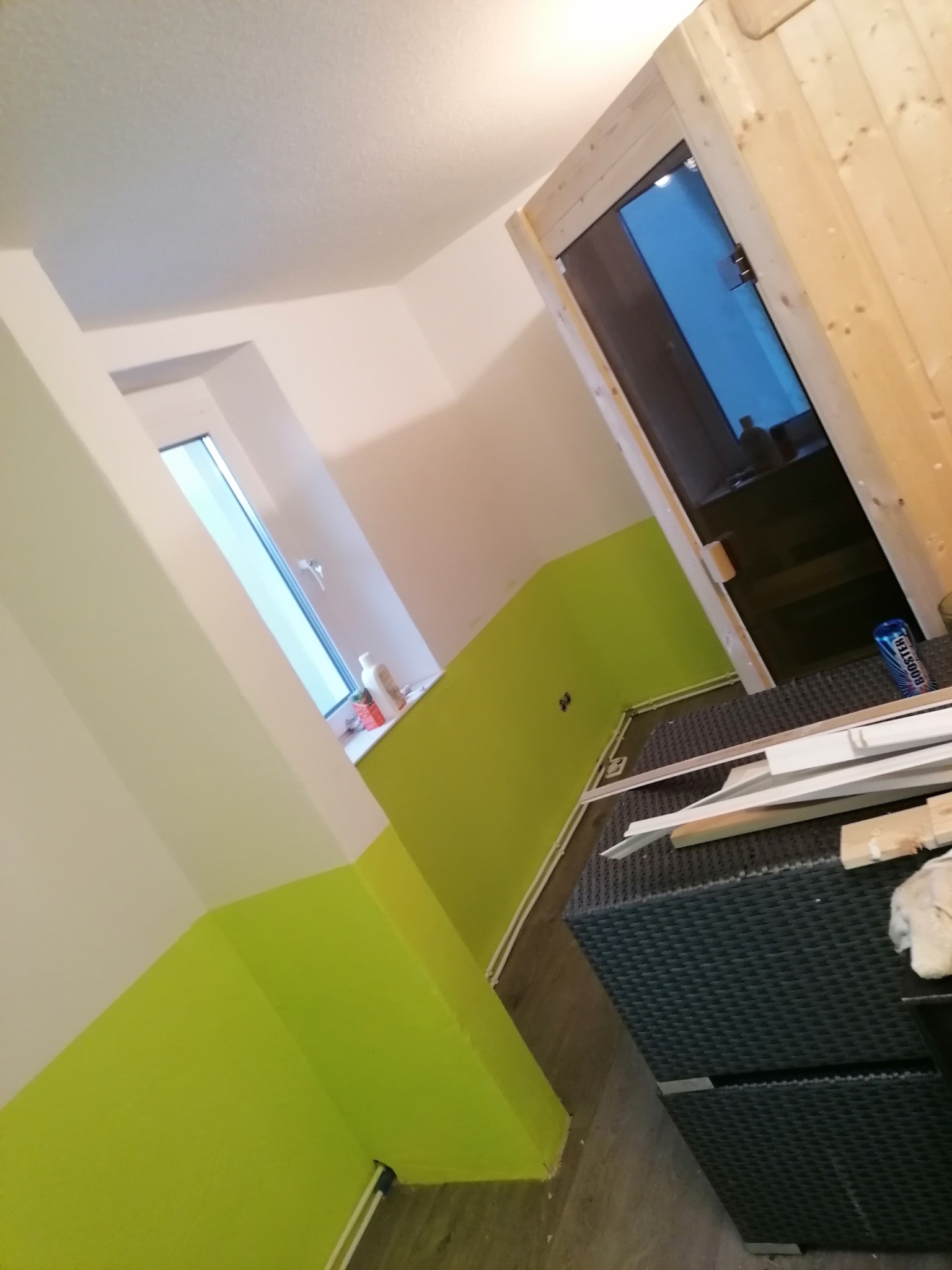 Malowanie z odcięciem 2 kolorów plus montaż sauny