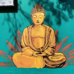 Rysunek artystyczny na ścianie restauracji - Budda