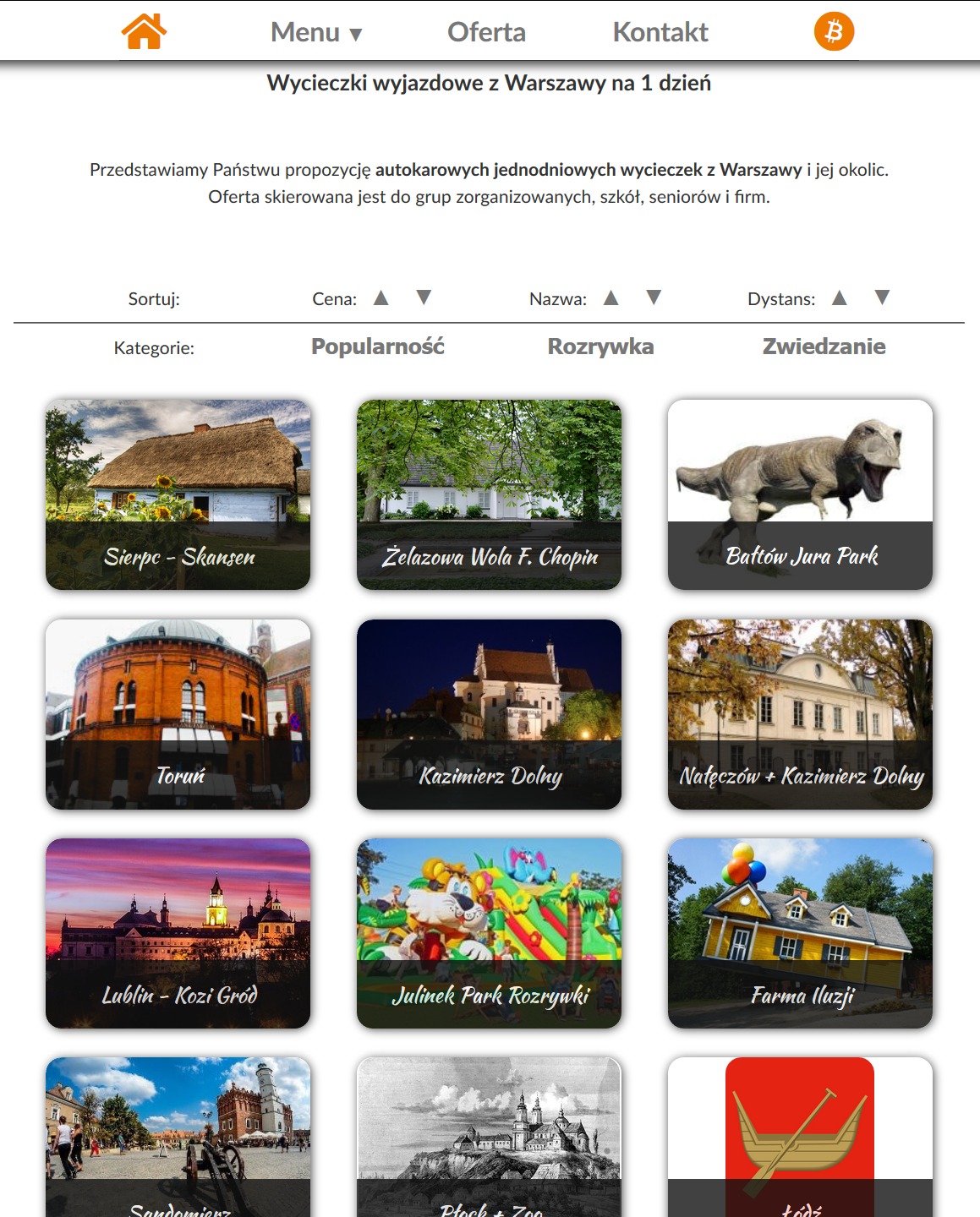 Wycieczki jednodniowe z Warszawy - kierunki