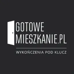Logo firmy GotoweMieszkanie.pl oferującej wykończenia pod klucz, grafika na ciemnoszarym tle.