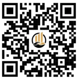 Kwadratowy kod QR z logo przedstawiającym wykres słupkowy w okręgu na białym tle, używany do szybkiego dostępu do informacji o firmie.