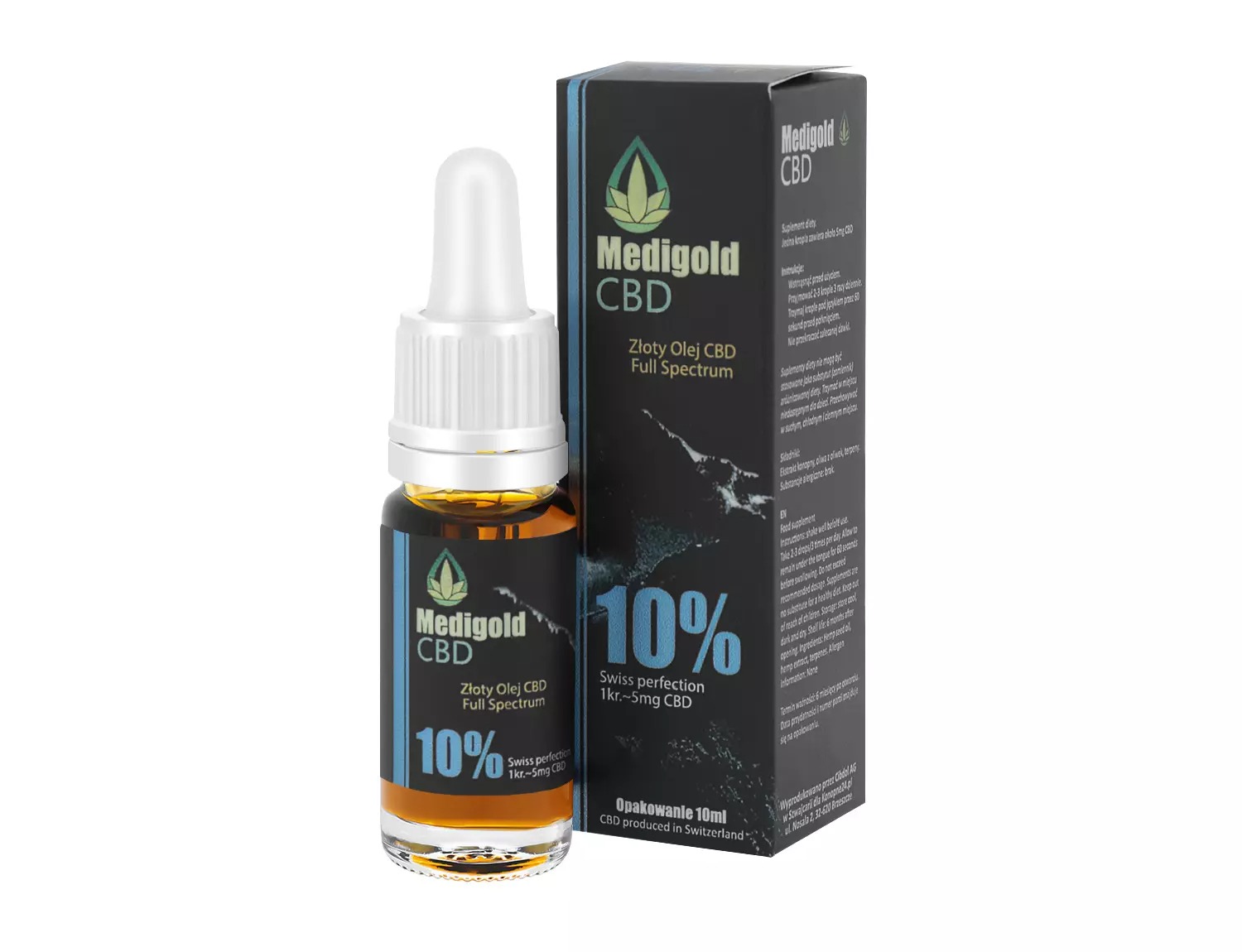 Certyfikowany olej CBD Medigold złoty 10% 10ml 1000mg