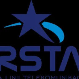 Logo firmy ERSTAR z granatową gwiazdą i napisem 'Budowa linii telekomunikacyjnych' na czarnym tle.