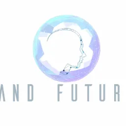 Grafika wektorowa przedstawiająca stylizowaną głowę człowieka wewnątrz sfery utworzonej z siatki połączonych punktów, z napisem 'AND FUTURE' poniżej.