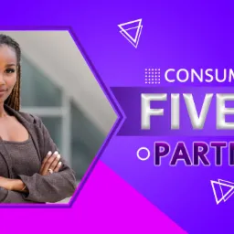 Profesjonalna kobieta z dredami, w brązowej marynarce, prezentowana na tle grafiki z napisem 'Fiverr Partners' na fioletowym tle.