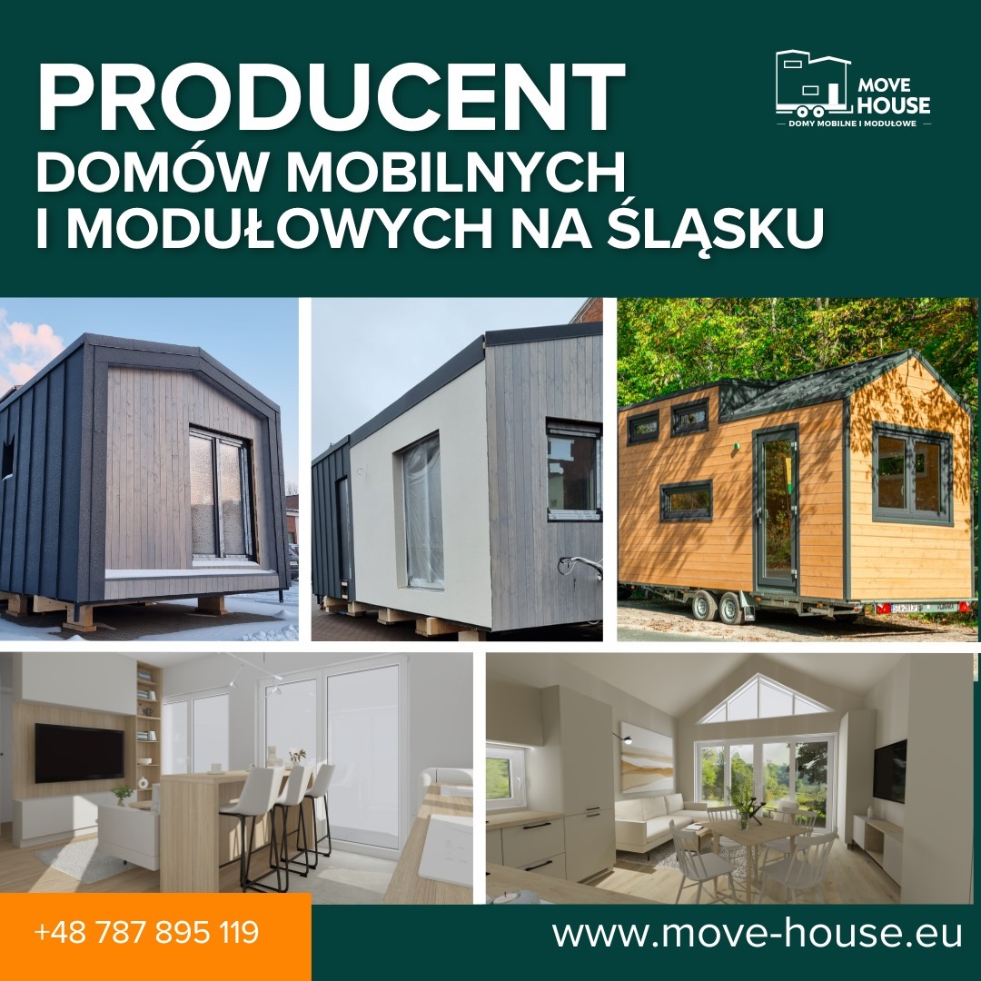 Producent domów mobilnych i modułowych Move House na Śląsku. Wizualizacje zewnętrzne i wewnętrzne domów modułowych. Kontakt telefoniczny i adres strony internetowej.