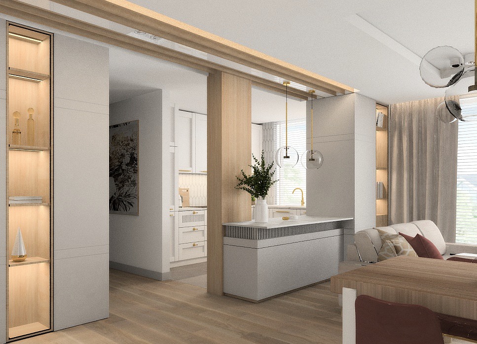 Szafki kuchenne + wyspa bialy mat