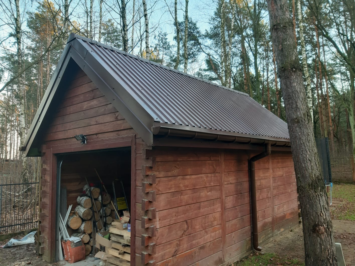 Dach skośny+Montaż rynien.