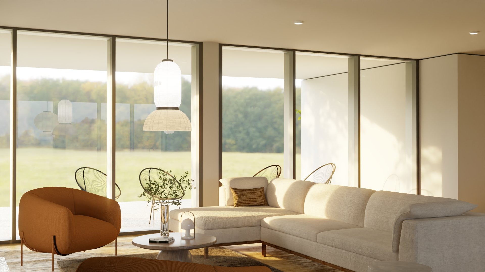 Otwarty salon z jadalnią. Projekt wnętrza Zgorzec