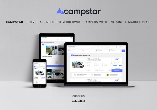 Campstar to zagraniczny portal zajmujący się wynajmem kamperów na całym świecie. Całość wykonania to nasze dzieło.