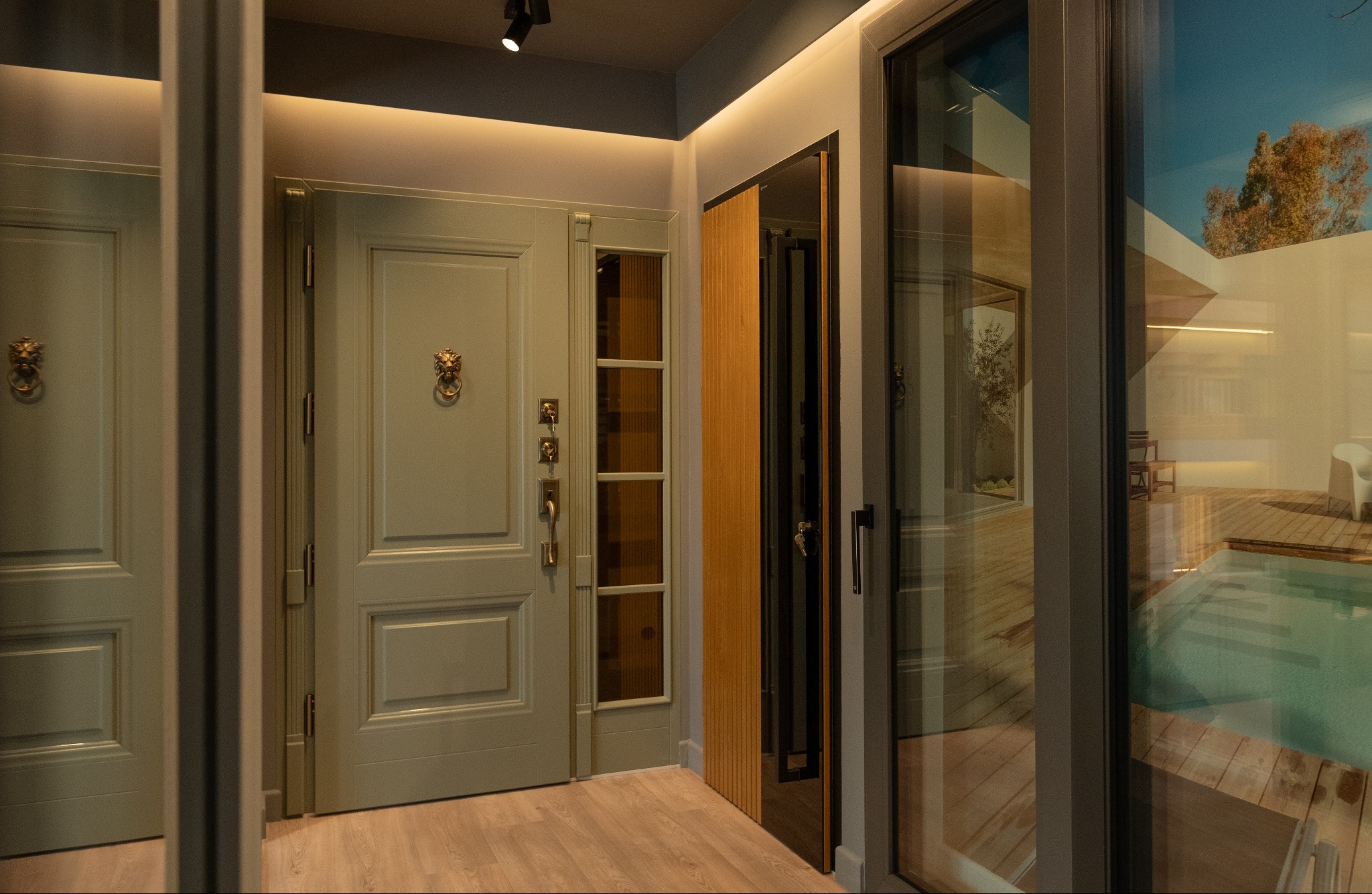 Barański drzwi - drzwi z kolekcji RETRO, skrzydło grubości 78mm, model DB106 RAL7033 z dostawką