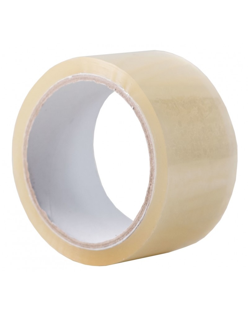 Rola przezroczystej taśmy klejącej biurowej, widoczna biała tekturowa tuleja wewnętrzna.