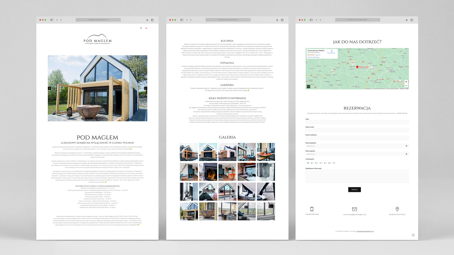 Projekt strony internetowej domku letniskowego