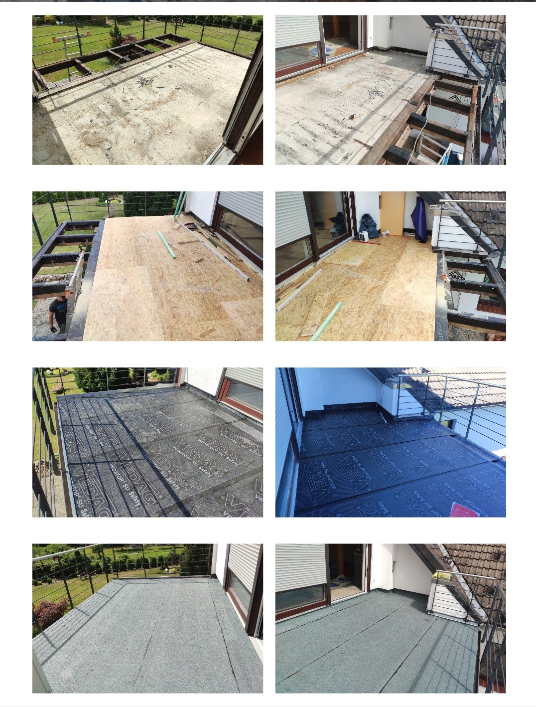 Izolacja i zabezpieczenie tarasu pod system paneli ryflowanych z drewna.