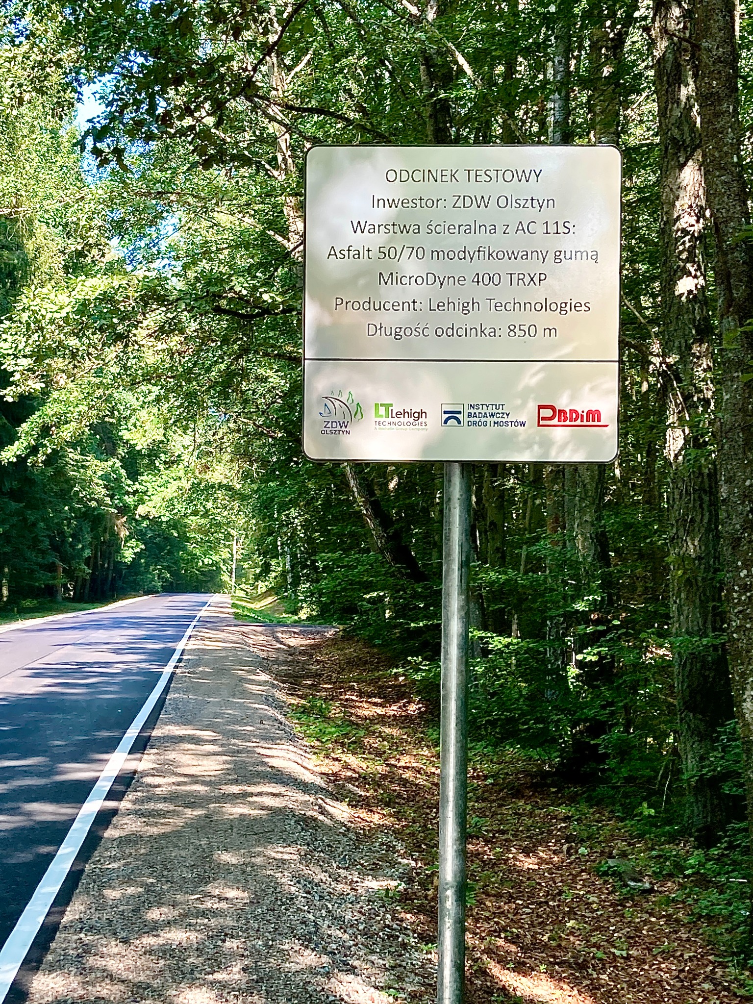 Odcinek testowy Lehigh Technologies na drodze wojewódzkiej DW609 Mikołaki-Ruciane-Nida