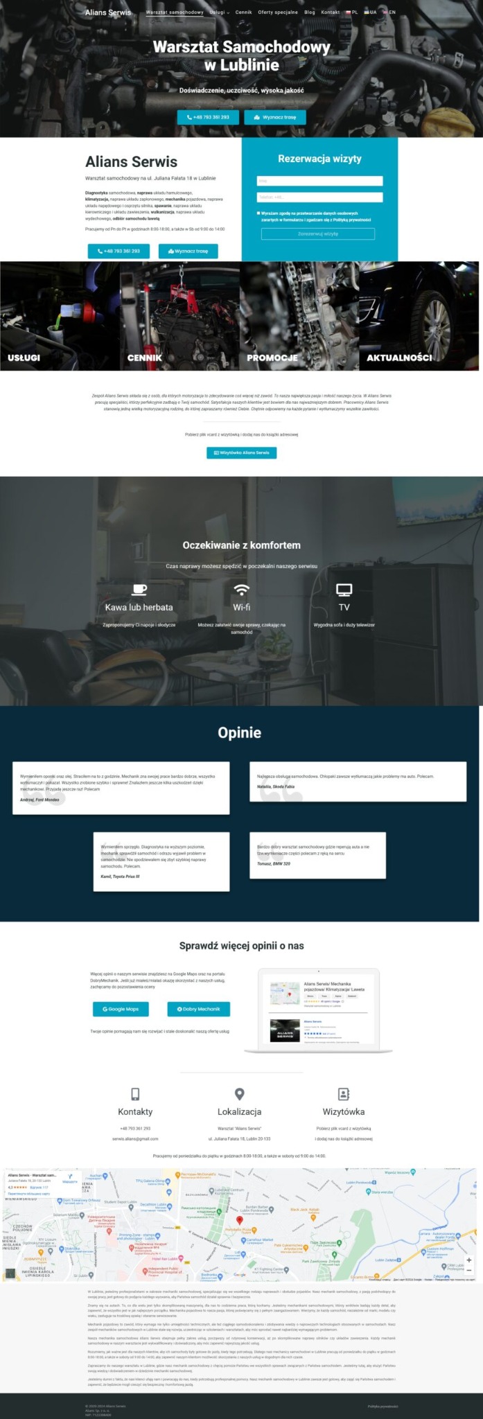 Trójjęzyczna strona warsztatu samochodowego. Wordpress, wielojęzyczna strona, WPML
