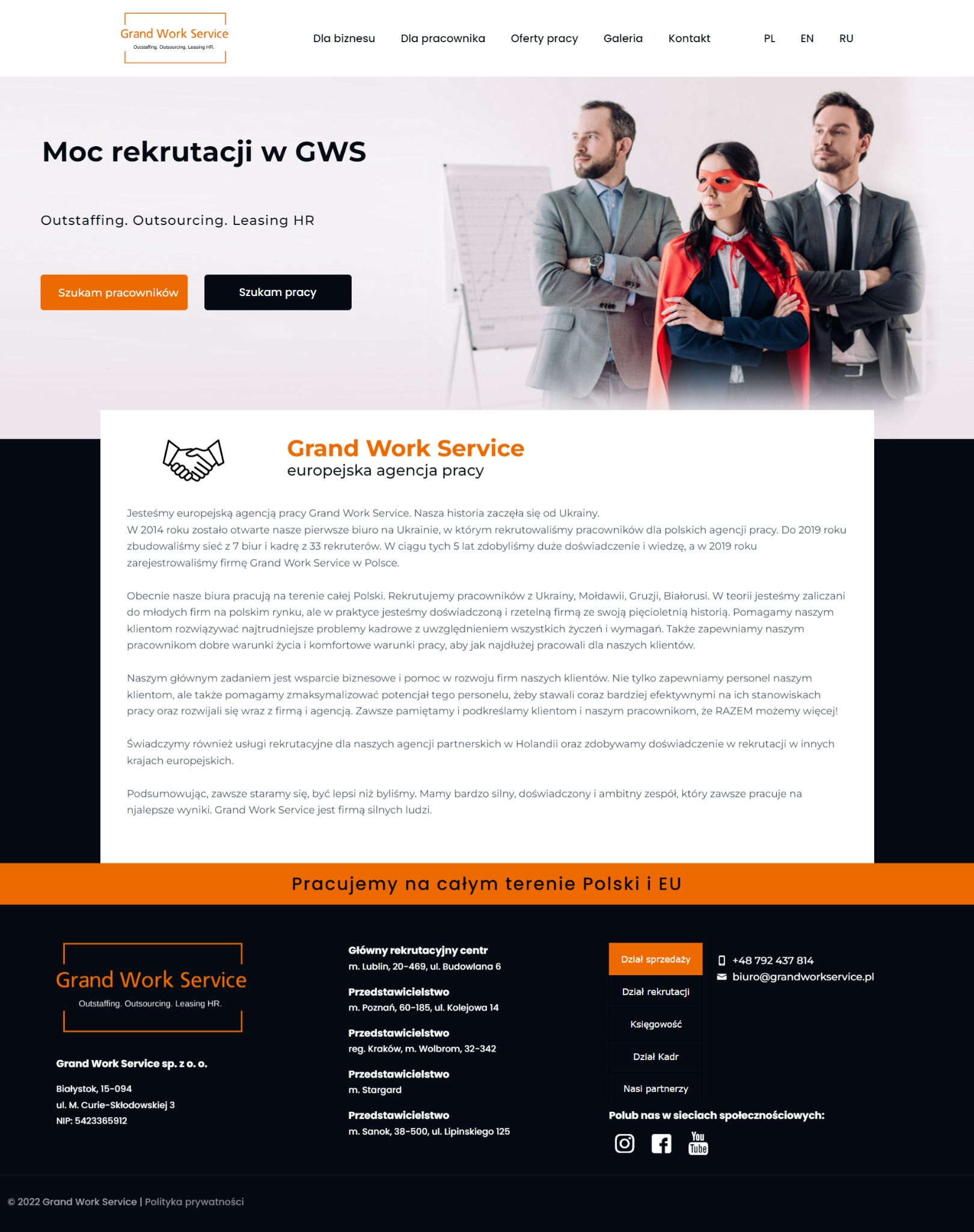 Trójjęzyczna strona internetowa dla agencji pracy. WordPress, WPML, wielojęzyczna strona