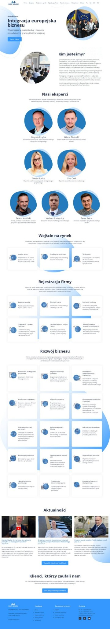 Czterojęzyczna strona internetowa dla firmy konsultingowej. Wordpress, wielojęzyczna strona, WPML