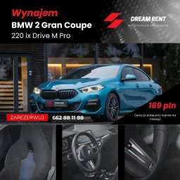 Wypożyczalnia Samochodów Warszawa – Dream Rent
Wynajem BMW 2 Gran Coupè 220 ix Drive M Pro
Wynajem długoterminowy
Wynajem krótkoterminowy
Wynajem na imprezy okolicznościowe