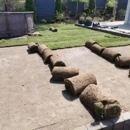 Układanie trawnika z rolki.