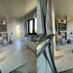 Odkamienianie kabiny prysznicowej - przed i po