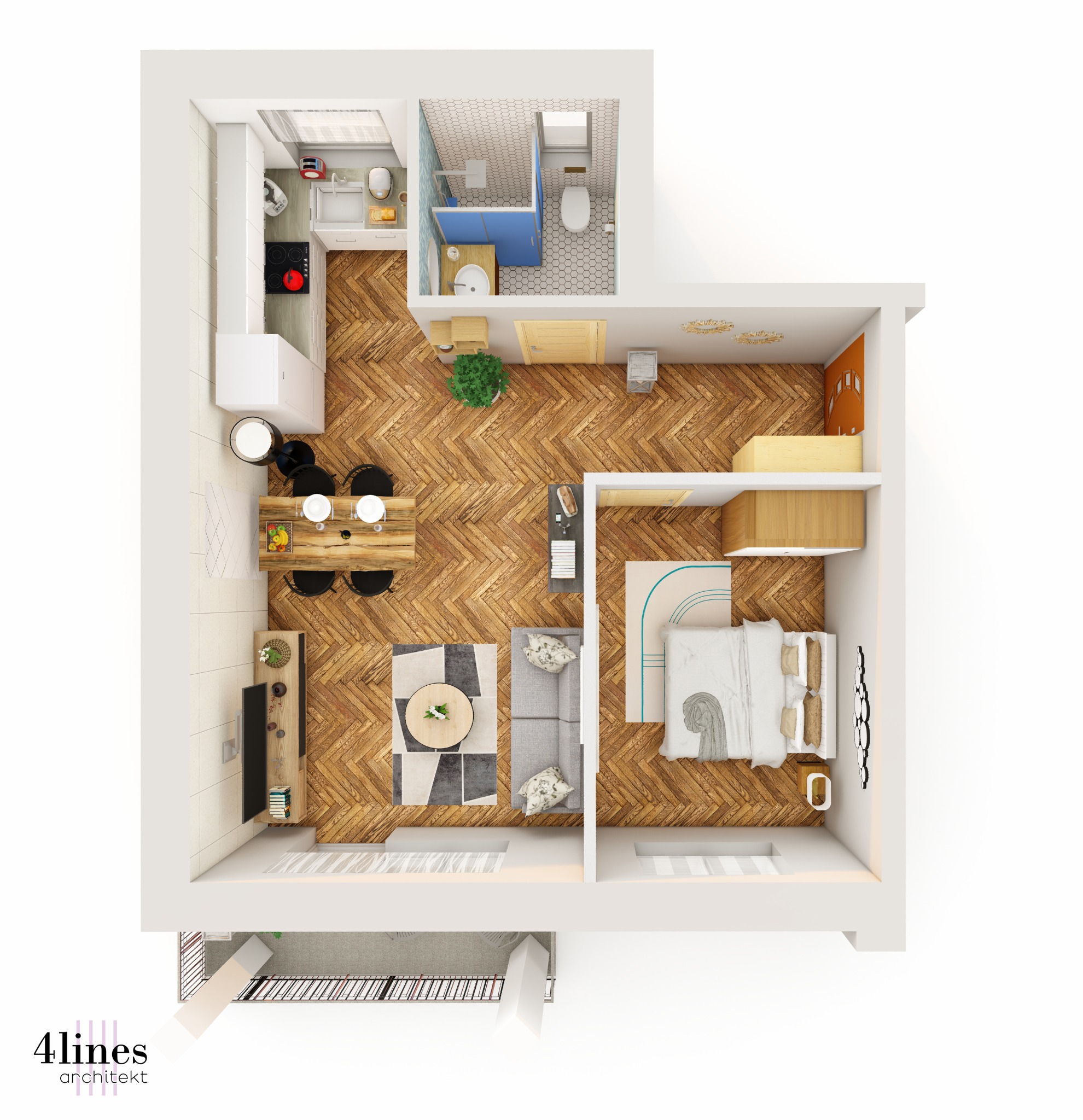 Przykładowe mieszkanie 2 pokojowe