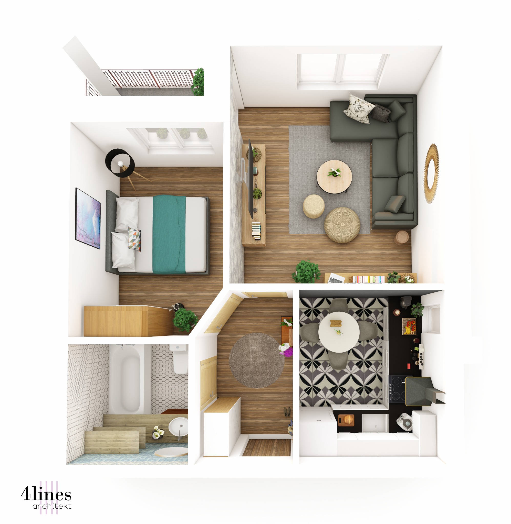 Przykładowe mieszkanie 2 pokojowe z możliwością zamiany na 3 pokojowe