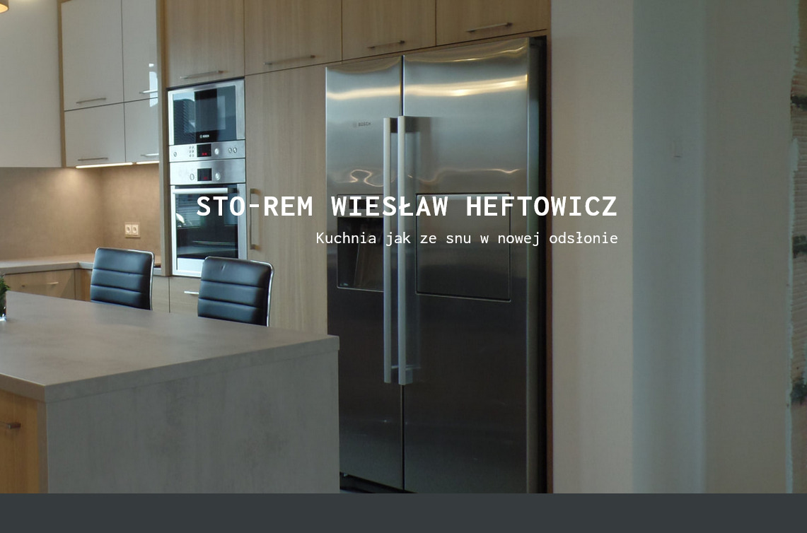 Nowoczesna kuchnia z zabudową meblową w odcieniach beżu i szarości, z wyspą i dwudrzwiową lodówką Bosch w stali nierdzewnej.