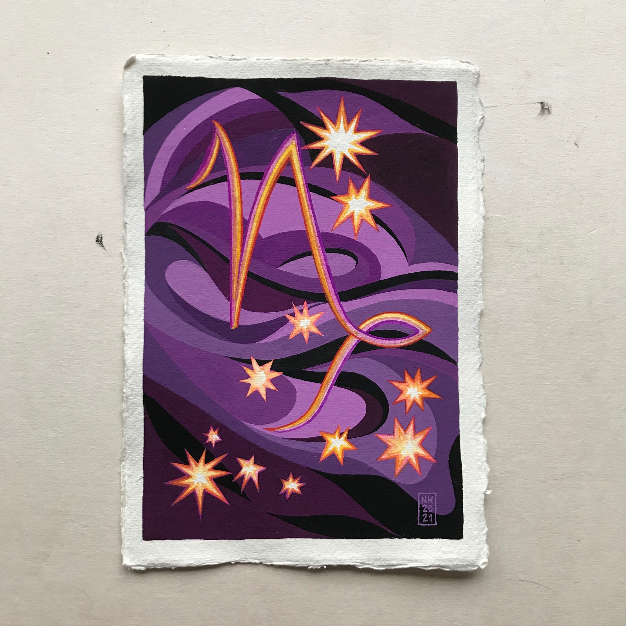 Praca na zamówienie. Życzenie 8latki: znak zodiaku Koziorożec, kolory róż, fiolet.