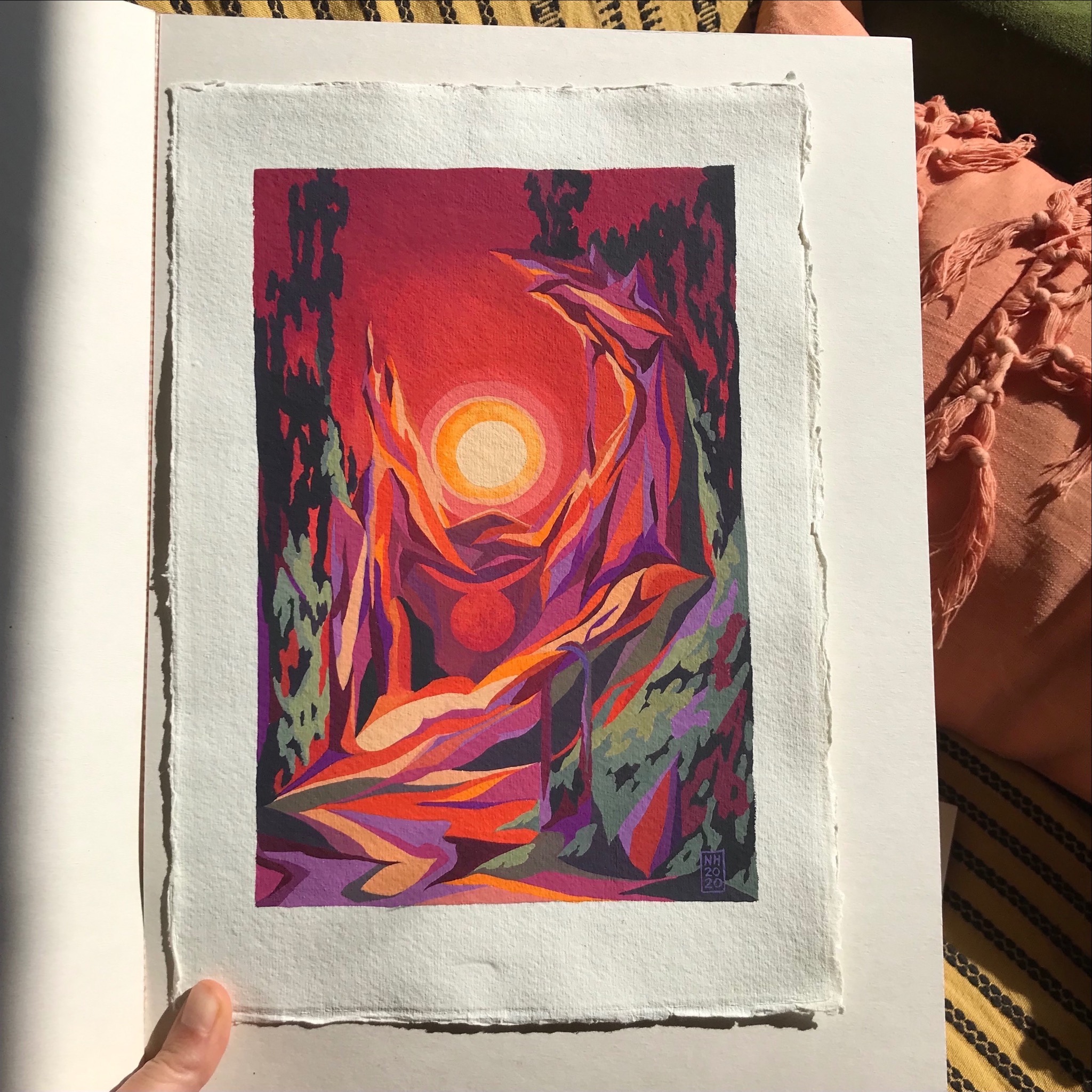 Obraz na zlecenie. Życzenie klienta: znak zodiaku byk, tarot, kolory czerwony i fioletowy.