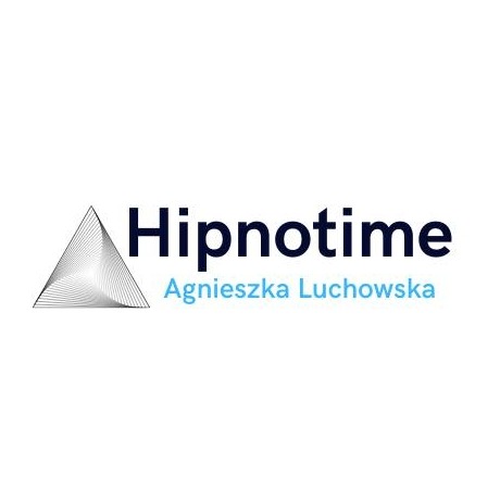 Logo firmy Hipnotime Agnieszki Luchowskiej z geometrycznym symbolem trójkąta z cienkich linii.