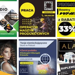 Awante Kliczek Marta - Zestawienie sześciu reklam: metaloplastyka, praca operatora maszyn, rowery z rabatem, przedłużanie włosów, zwrot podatku, suplementy diety.