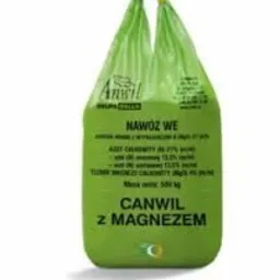 Worek nawozu CANWIL z magnezem, jaskrawozielony z żółtymi uchwytami, widoczne napisy informacyjne o składzie.