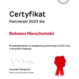 Certyfikat partnerstwa Gratka.pl - Budomos Nieruchmości.
