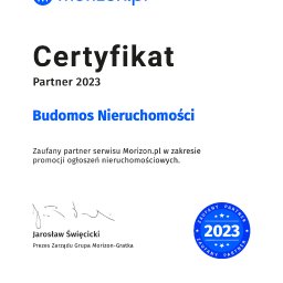 Certyfikat partnerstwa Morizon.pl - Budomos Nieruchomości.