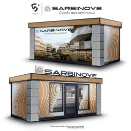 Projekt grafiki reklamowej na budynek wykonany dla Sarbinove. Jeden z wielu elementów identyfikacji wizualnej.
Wizualizacje + pliki wektorowe 
Praca wykonane na zlecenie Wayne Design / Michon-Lab