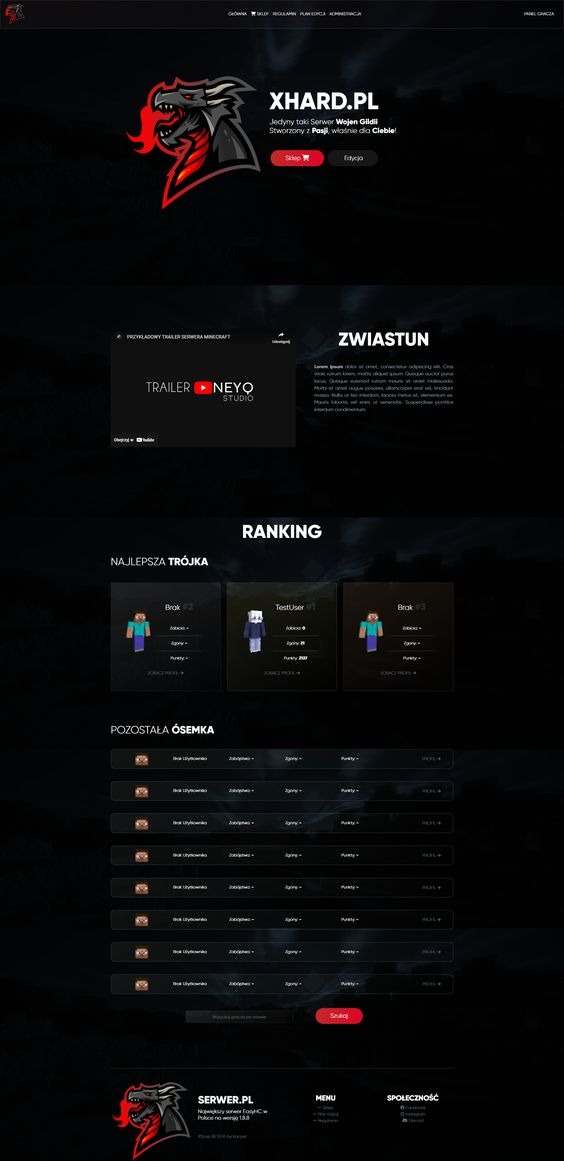 Stworzenie witryny dla serwera gry Minecraft