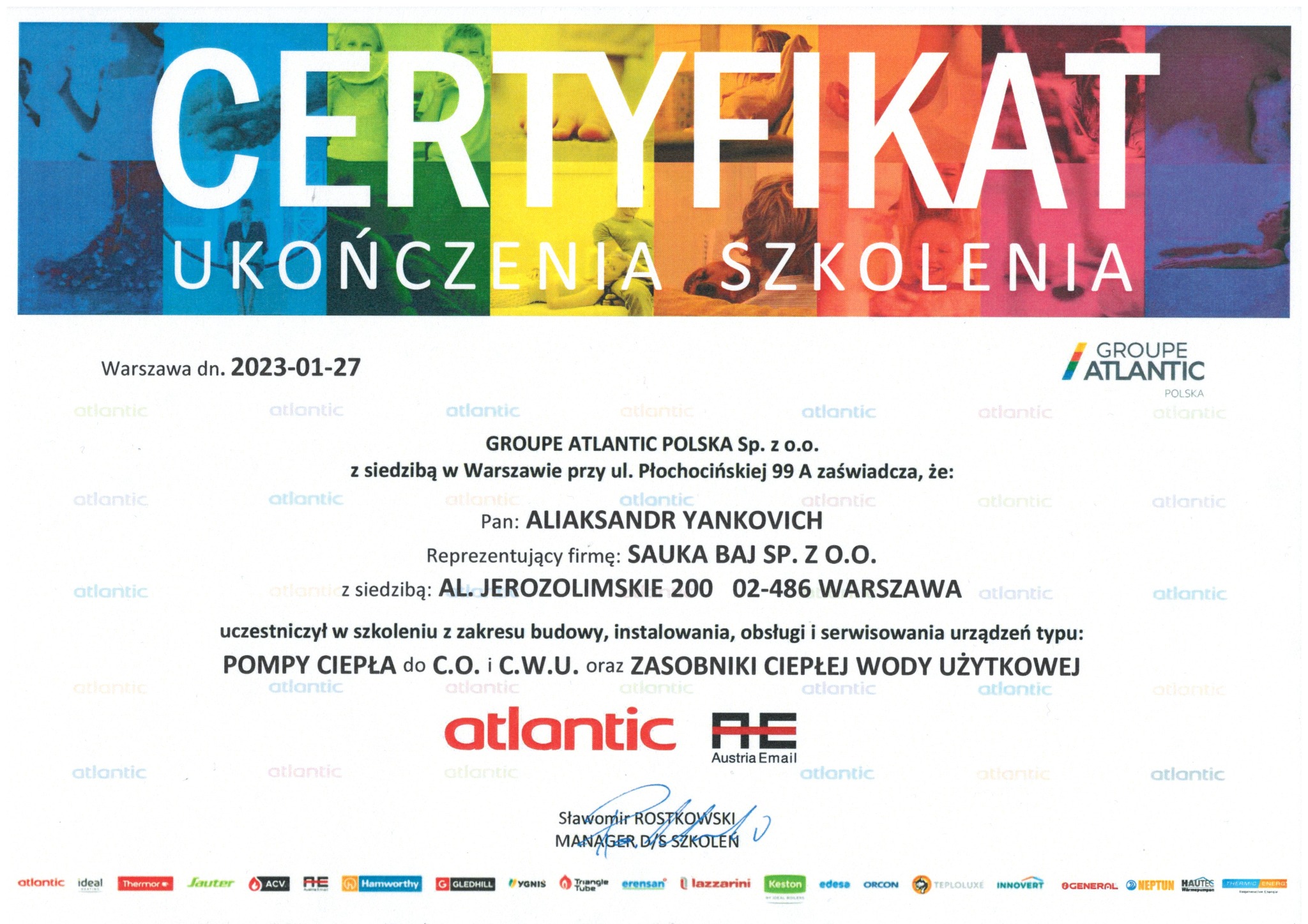Certyfikat Atlantic