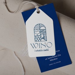 Projekt identyfikacji wizualnej - logo + materiały reklamowe - Wino i włoskie zaułki, specjalistyczny sklep z winami. 