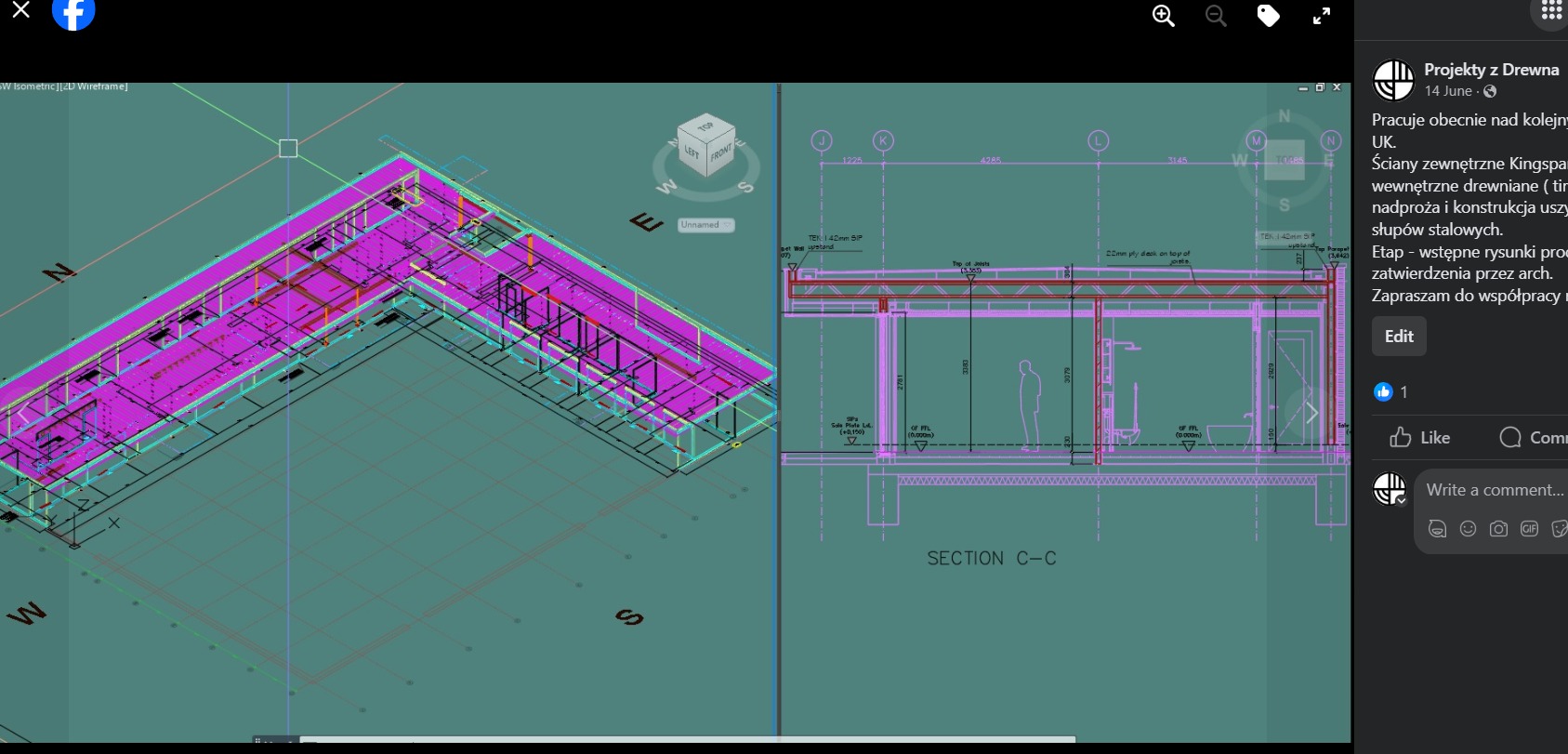 Dom jednorodzinny. Konstrukcja: Drewno + Stal Sciany: Panele SIP Kingspantek